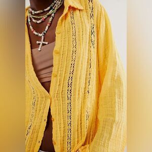 NWOT Free People One Mila Shirt | XSmall | Yellow
